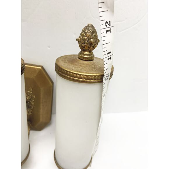 Vintage MCM Hollywood Regency Pair of Cylinder Wall Sconces - Picture 10 of 14